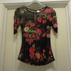 TRENDING 20S 30S STYLED COQUETTE SHEER FLORALS ROMANCE BLOUSE BY NOBO 3/5